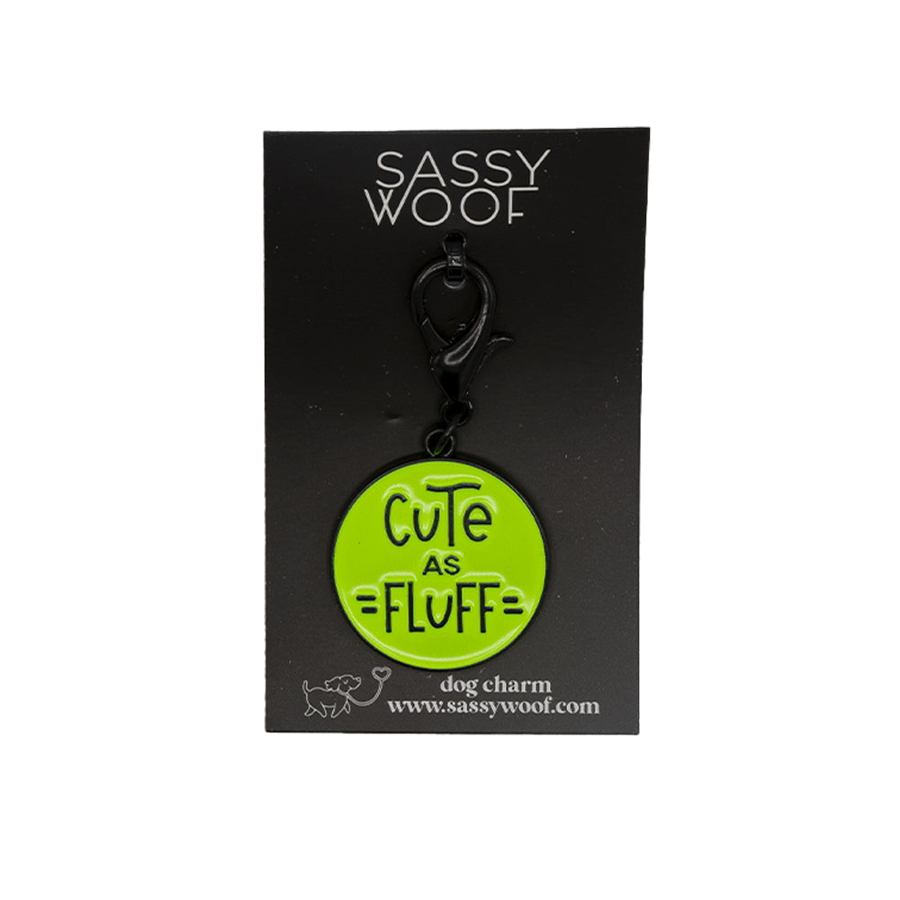 Sassy Woof Cute As Fluff Dog Collar Tag, Green