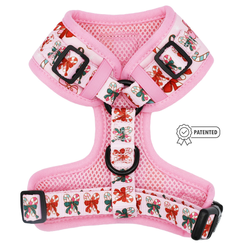 Dog Adjustable Harness - Candy Cane Coquette