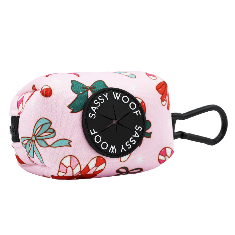 Dog Waste Bag Holder - Candy Cane Coquette