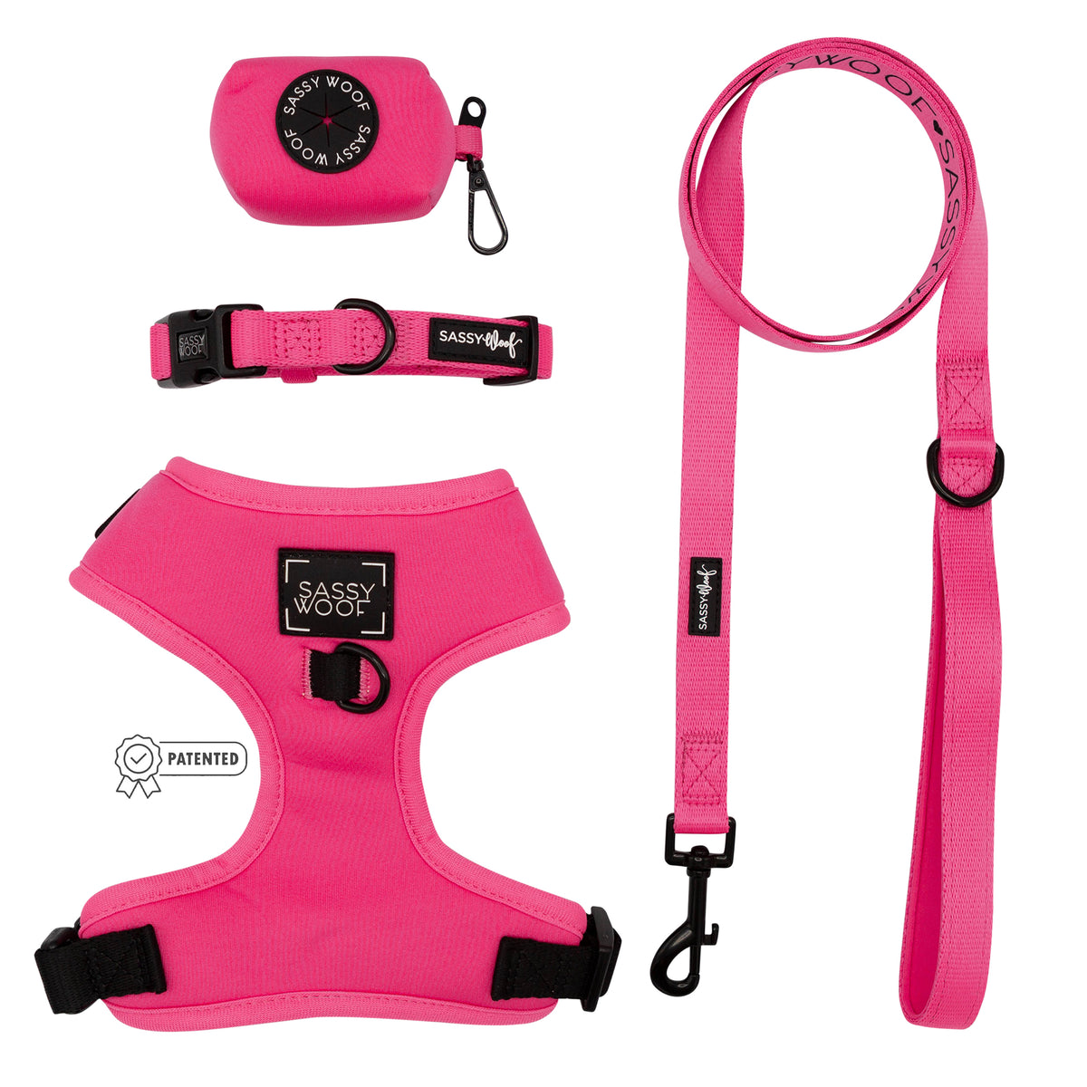 Neon pink dog top harness